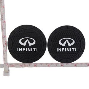 Infiniti Car Cup Holder Coaster Center Console Liner Insert Black Logo Coasters